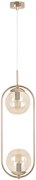 Lampa złota nad stół z 2 bursztynowymi kloszami M6-Z49