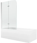 Mexen Cubik wanna prostokątna 170 x 70 cm z obudową i parawanem 2-skrzydłowym 100 cm, transparent, chrom - 550317070X9010020100