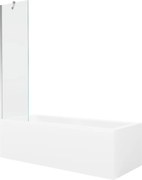 Mexen Cubik wanna prostokątna 160 x 70 cm z obudową i parawanem 1-skrzydłowym 50 cm, transparent, chrom - 550316070X9505000001