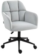 Vinsetto Fotel Biurowy Ergonomiczny Regulowany Obrotowy w Wyglądzie Aksamitu do 120kg Jasnoszary | Aosom PL
