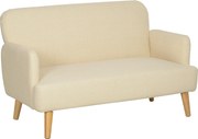 HOMCOM Dwumiejscowa Sofa, kompaktowa, przyjazna dla skóry, do 240 kg, 130x74x79 cm, Kremowa