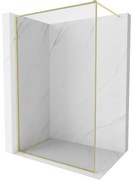 Mexen Kioto-XF ścianka prysznicowa Walk-in z ramką 50 x 202 cm, transparent 10 mm, złota szczotkowana - 800-050-104-55-00-X