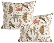 Zestaw 2 szt. dekoracyjnych poszewek na poduszki WILD CATS 45x45 cm, kolorowy