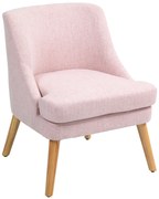 HOMCOM Fotel akcentowy w stylu skandynawskim, welur, pianka 25D, nogi z drewna hevea, Beżowy, 63x69x79,5 cm