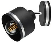 Obrotowy czarny ścienny kinkiet z ozdobnym srebrnym paskiem E4-M00