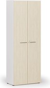 Szafa biurowa z drzwiami PRIMO WHITE, 800 x 420 x 2128 mm, biały/brzoza