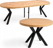 Stół okrągły Ø100 rozkładany do 300 cm Dąb Craft + Czarny Metal X