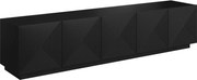 Szafka RTV Asha 200 cm pięciodrzwiowa z ryflowanym frontem - czarny mat