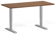 Biurko z regulacją wysokości, 160x80 cm, 2 silniki, zaokrąglone narożniki, szara podstawa, orzech