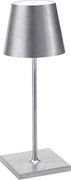 Lampa stołowa LED Poldina Pro Mini Silver Leaf, ładowalna i ściemnialna, z czasem pracy na baterii do 12 godzin.