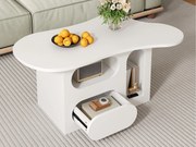 Stolik kawowy 97×45×43,5 cm - z otwartą komorą przechowawczą - z 1 szufladą - biały