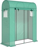 Outsunny Szklarnia Pomidorowa Foliowa z Drzwiami Rolowanymi i Oknami z Siatką 170 x 68 x 200 cm Zielona | Aosom PL