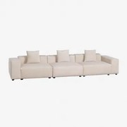 Modułowa Sofa 3-częściowa ↔︎375 Cm Z Niskim Podłokietnikiem Bruna Sztruksu Beżowy Len - Sklum