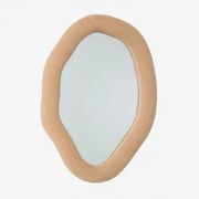 Lustro Ścienne 70x100 Cm W Tkaninie Barankowej Ceniro Chenille Pszenica Brązowa - Sklum