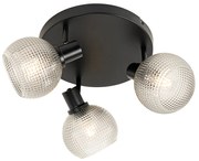 Designerski reflektor czarny z przydymionym szkłem 3-punktowy okrągły - ChicoDesignerski Oswietlenie wewnetrzne