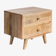 Zestaw 2 Prostokątnych Stolików Nocnych 50x40 Cm Z Drewna Mango Atsana Drewno Mango - Sklum