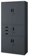 Biurowa szafa metalowa z sejfem na akta i dokumenty FILIP II, 900 x 1850 x 400 mm, antracytowa