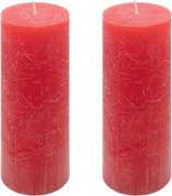 Zestaw świec rustykalnych, 20 cm, Ø 7,5 cm, czerwony, 2 szt.
