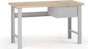 Stół warsztatowy G7, blat bukowy, 1500 x 800 x 840 mm, 1x kontener, 1x szuflada, szary