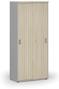 Szafa z drzwiami przesuwnymi PRIMO GRAY, 1781 x 800 x 420 mm, szary/dąb naturalny