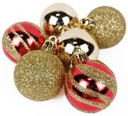 Wielokolorowe bombki o różnym wykończeniu, Ø 4 cm, 12 szt.