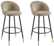 Zestaw 2 stołków barowych z weluru i metalu - Beżowy - ELIRAM