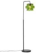 Lampa podłogowa w stylu retro czarna z zielonym szkłem - Denise