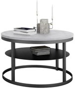 Okrągły stolik kawowy z półką czarny + beton W3-D41