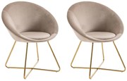 Zestaw 2 krzeseł z weluru i złotego metalu - Beżowy - BURBAN