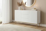 Komoda z szufladami Nicole 150 cm - biały mat / złote nóżki