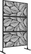Outsunny Parawan Ogrodowy Metalowy z Motywem Floralnym, 122 x 45 x 198 cm, Czarny