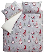 Szara pościel dwuosobowa z mikropluszu 230x220 cm Festive Gnomes – Catherine Lansfield