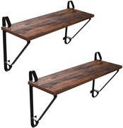 Komplet 2 brązowych półek wiszących S6-R02