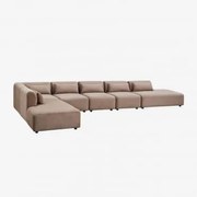 Fogler 6-częściowa Narożna Sofa Modułowa Z Podwójnym Szezlongiem Sztruksu Camel - Sklum