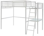 Łóżko z antresolą CASUAL II – 140 × 190 cm – blat biurka – kolor biały