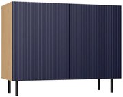 Granatowa lamelowa komoda na nóżkach K8-F82
