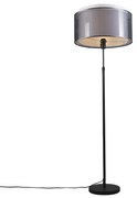 Lampa stojąca czarna z czarno-białym kloszem 47 cm regulowana - Parte Nowoczesny Oswietlenie wewnetrzne