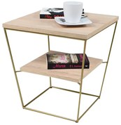 Kwadratowy Stolik Kawowy Z Półką Dąb Orzech T2-R34