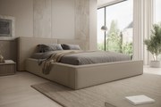 Łóżko tapicerowane Molino 160x200 z pojemnikiem - beżowy welur Castel 15