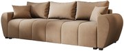 Jasnobrązowa welurowa sofa rozkładana z pojemnikiem B3-M33