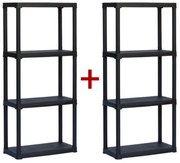 Regał plastikowy TEMPO 1+1 GRATIS, 1330x600x300 mm, 4 półki