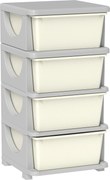 HOMCOM Skrzynki do Przechowywania dla Dzieci, 4 Duże Szuflady, Zaokrąglone Krawędzie, Plastik, 37x37x76 cm, Kremowe
