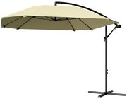 Outsunny Parasol Aluminiowy Ø 260 cm z Korbką, Wodoodporny, z Podstawą, Korbką, Beżowy