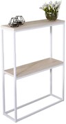Wąska konsola z półkami biały + dąb sonoma D2-K73