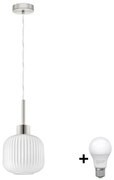 Lampa wisząca LED na linkach HARMA 1xE27/60W/230V Ø 20 cm, matowy chrom/biały