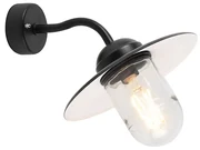 Zewnetrzna Zewnętrzna Lampa Ścienna Czarna ze Szkłem IP44 - MonachiumPrzemysłowy Oswietlenie zewnetrzne