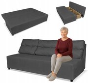 Kanapa sofa KIMO funkcja spania pojemnik Family Meble Hunter c. szary welur