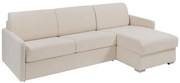 Kanapa narożna dwustronna rozkładana typu express z beżową tapicerką - Miejsce do spania 160 cm - Materac 18 cm - CALIFE