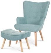 Fotel z podnóżkiem BLUE2, turkusowy