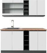 Pojedyncza kuchnia biały/antracyt 160x60x81.6 r-line